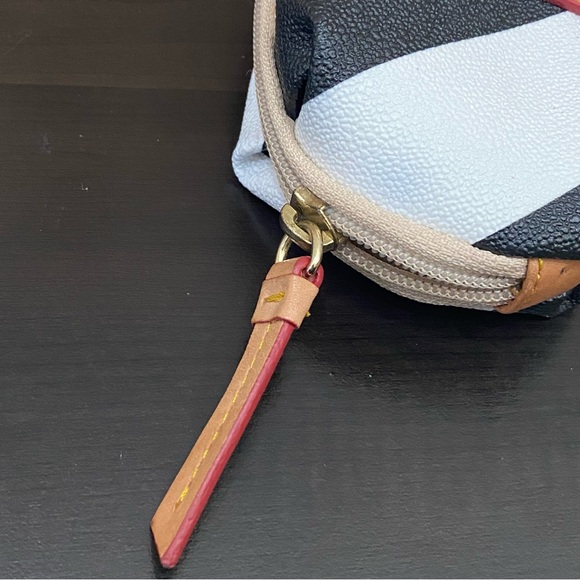 Dooney & Bourke Black and White Diagonal Stripe Small Cosmetic Pouch - Picture 4 of 10